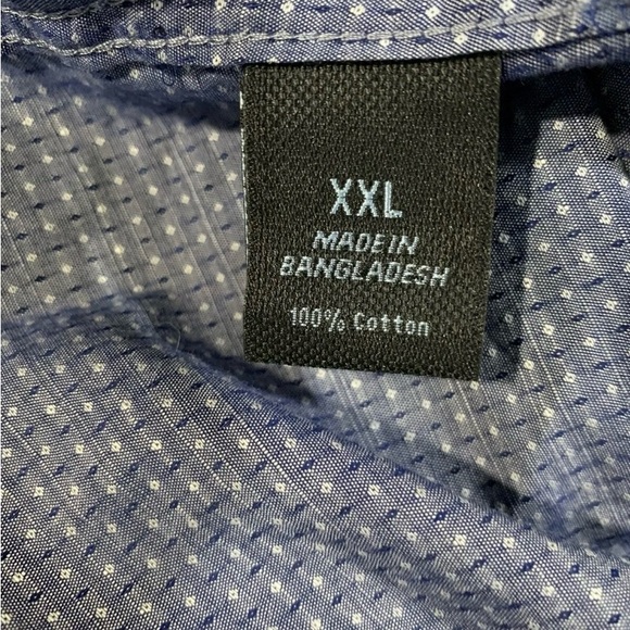 Marc Anthony Luxury Slim Fit Shirt XXL Button 1-Pocket Navy Dot Long Sleeve  New - Picture 3 of 8